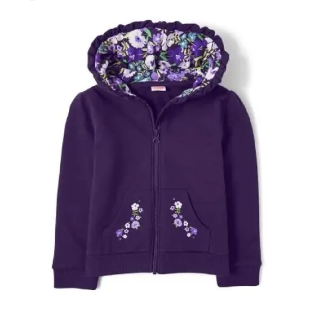 Gymboree Purple Floral Hooded Zip Up Sweatshirt Toddler Girls 4T